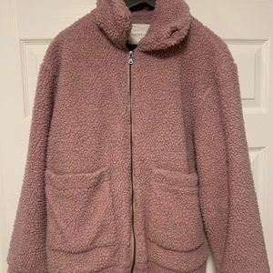 Fuzzy pale pink fabric jacket